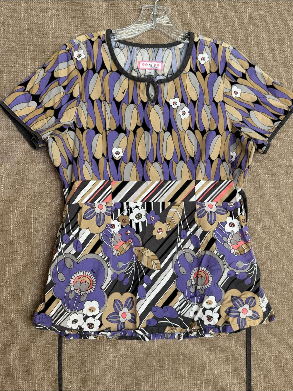 Y2K purple koi scrub top